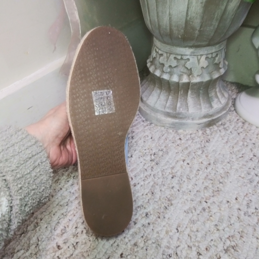 Michael Kors Jute Trimmed Blue Suede Loafers - Picture 6 of 7